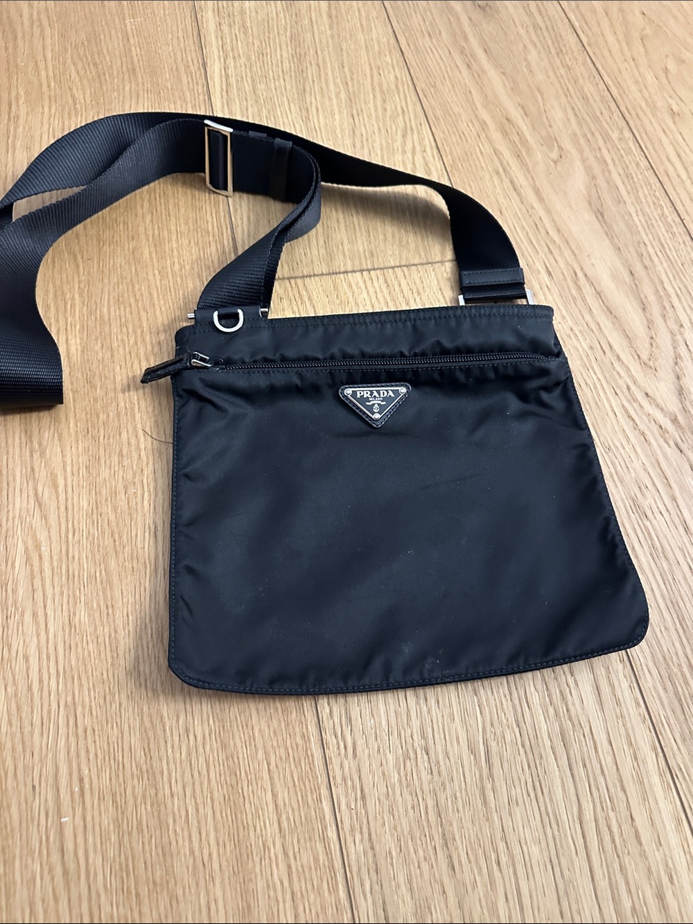 Prada Black Nylon Messenger Crossbody Bag